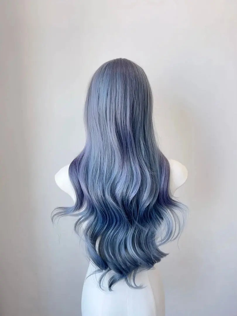 Milk shop wig long blue gray ash