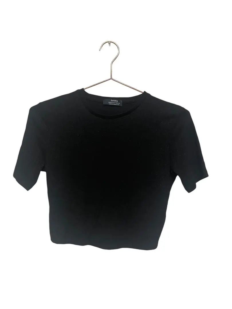 Bershka Black Cropped T-Shirt