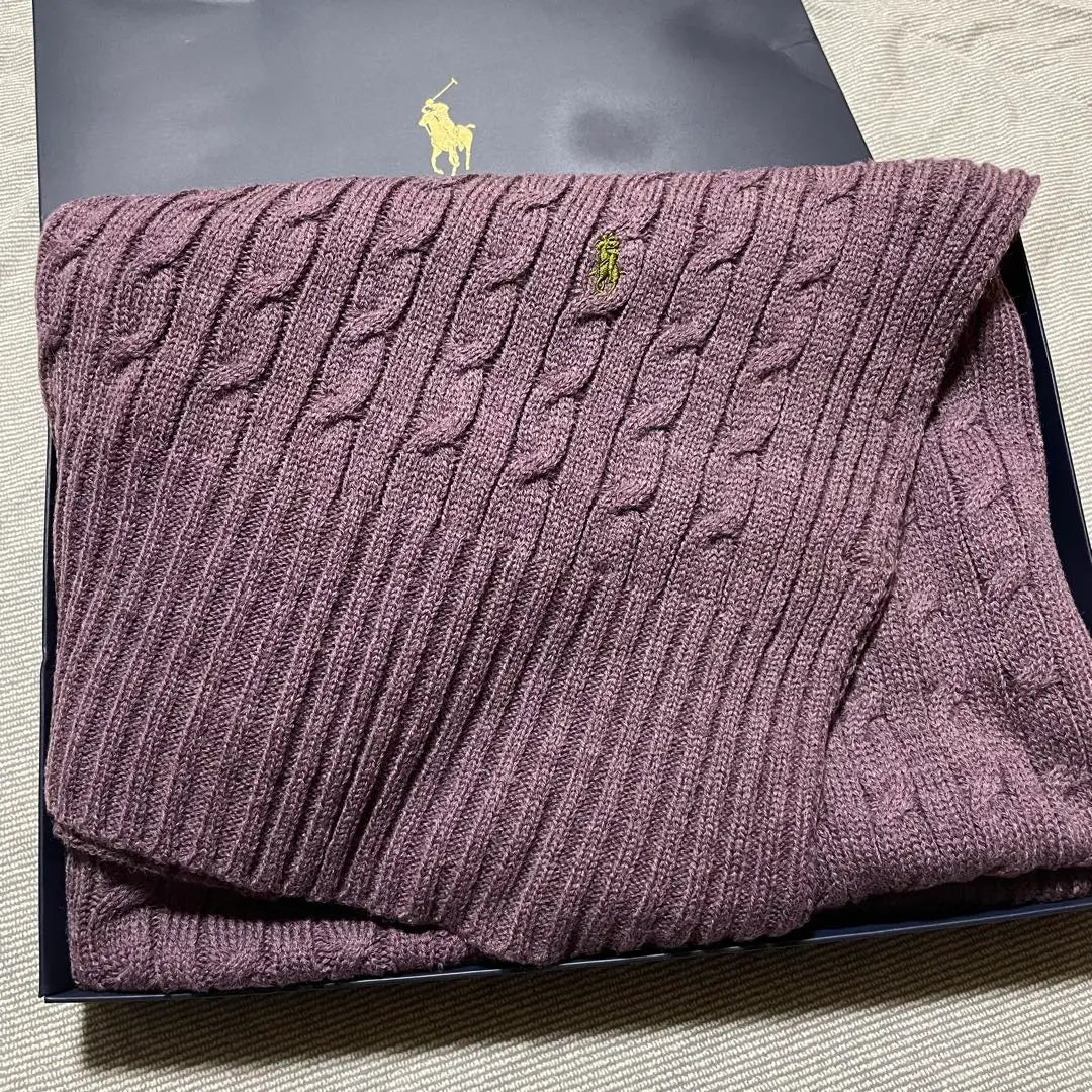 New Polo Ralph Lauren Boxed Cable Knit Knee Blanket "70 x 150 cm"