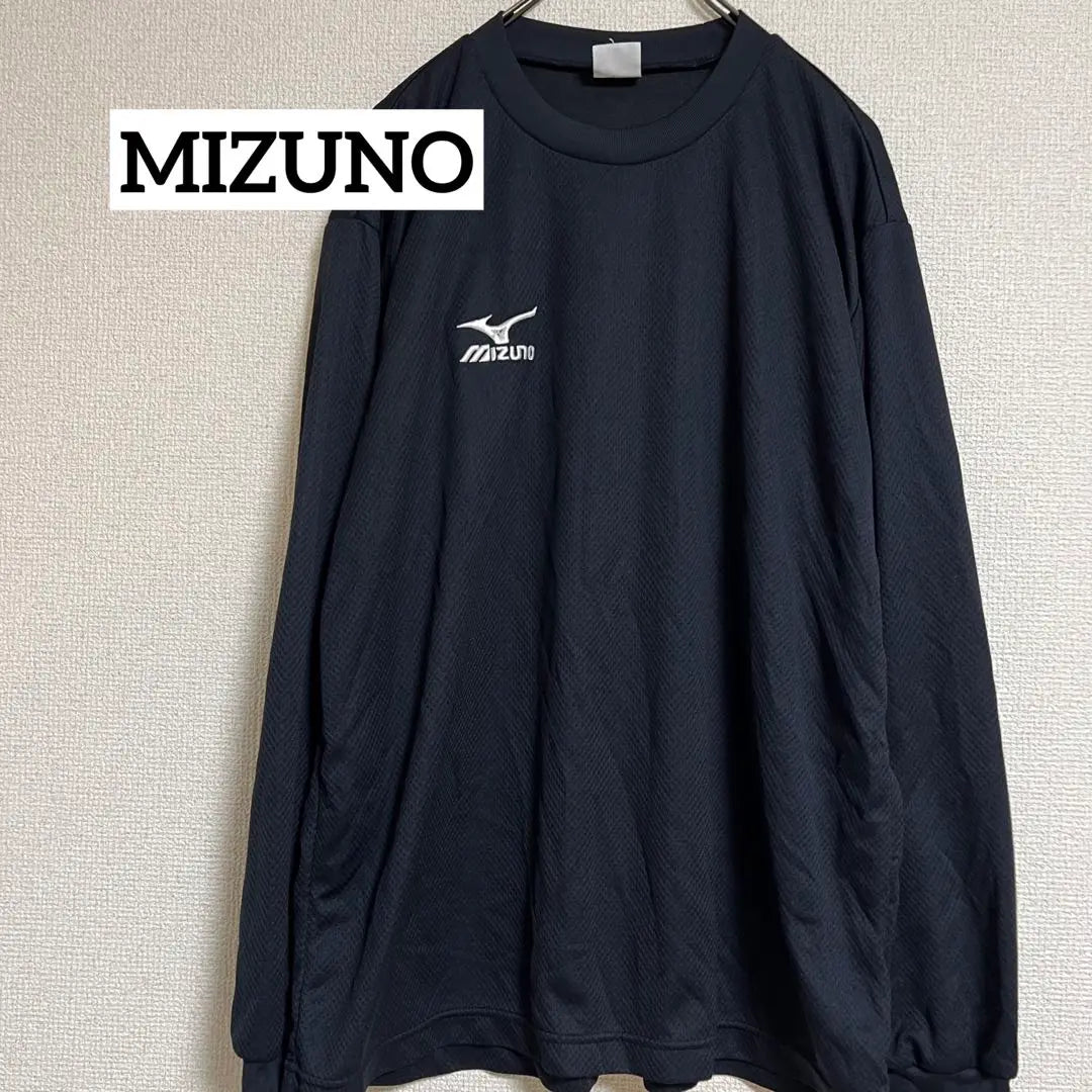 MIZUNO Camiseta deportiva de manga larga Mizuno jersey con logo bordado L negro negro | MIZUNOミズノ 長袖スポーツTシャツ ロゴ刺繍 ジャージ L ブラック黒