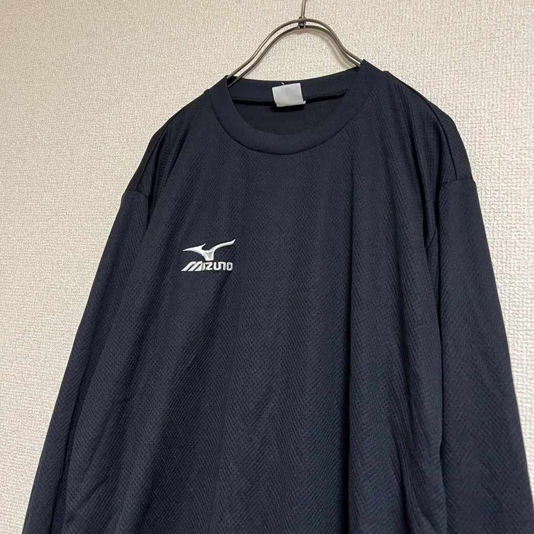 MIZUNO Mizuno Long Sleeve Sports T -shirt logo embroidery jersey L black black | MIZUNOミズノ　長袖スポーツTシャツ　ロゴ刺繍　ジャージ　L ブラック黒