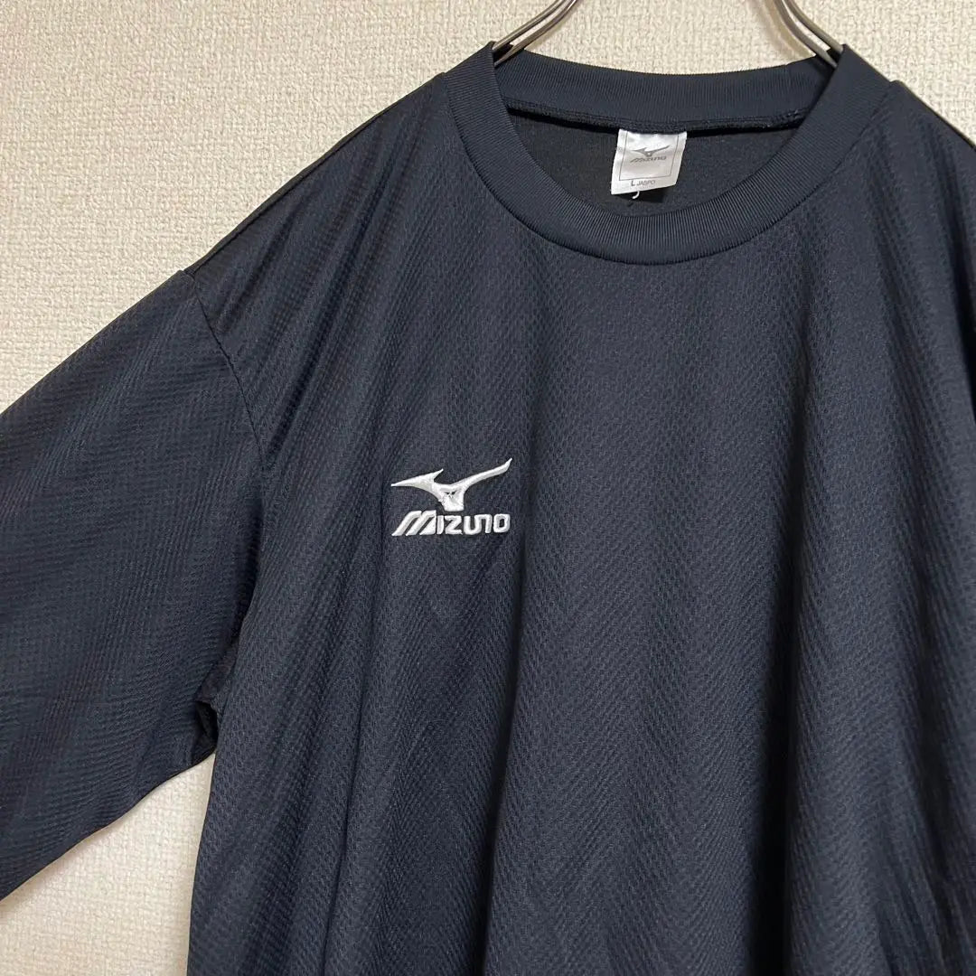 MIZUNO Camiseta deportiva de manga larga Mizuno jersey con logo bordado L negro negro | MIZUNOミズノ 長袖スポーツTシャツ ロゴ刺繍 ジャージ L ブラック黒