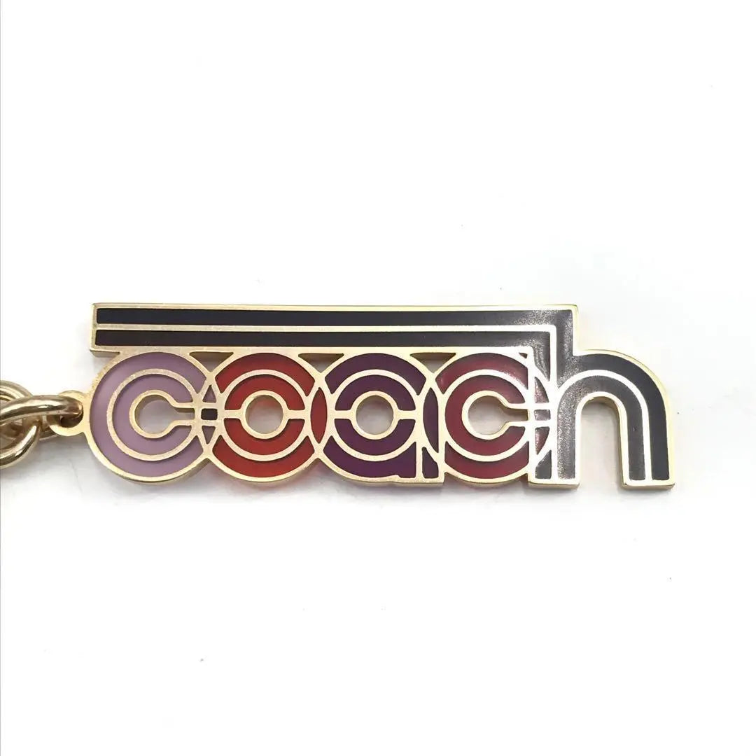 COACH - Llavero con dije de metal dorado y multicolor