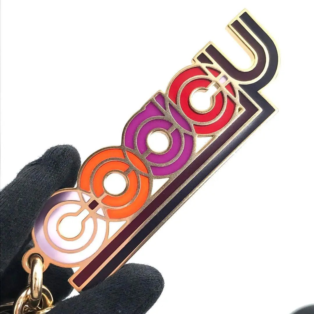 COACH Metal Charm Key Ring Gold Multicolor