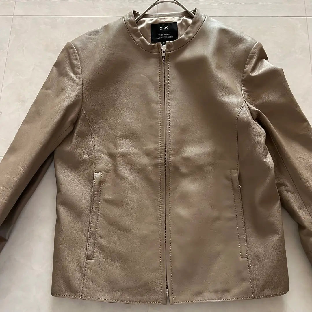 Good condition ✨ 23 Ward Single Rider Jacket Genuine Leather Sheep Leather Greige 34