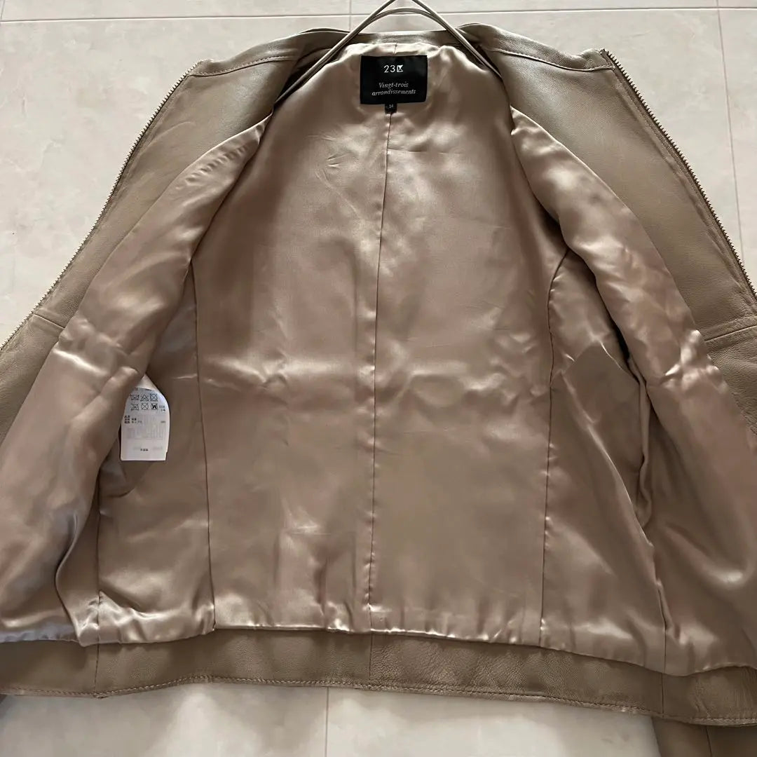 Good condition ✨ 23 Ward Single Rider Jacket Genuine Leather Sheep Leather Greige 34