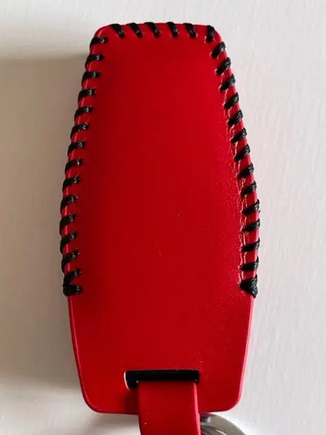 Estuche para llave inteligente de cuero de vaca New Outlander, apto para todos los modelos, hilo de coser rojo, negro 3