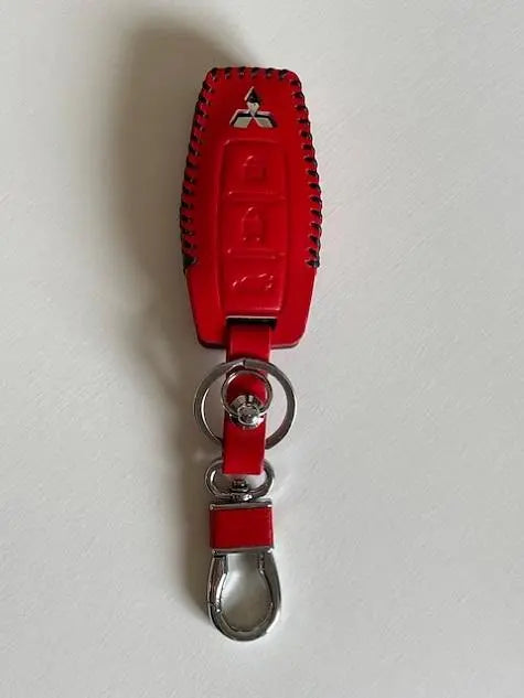 Estuche para llave inteligente de cuero de vaca New Outlander, apto para todos los modelos, hilo de coser rojo, negro 3