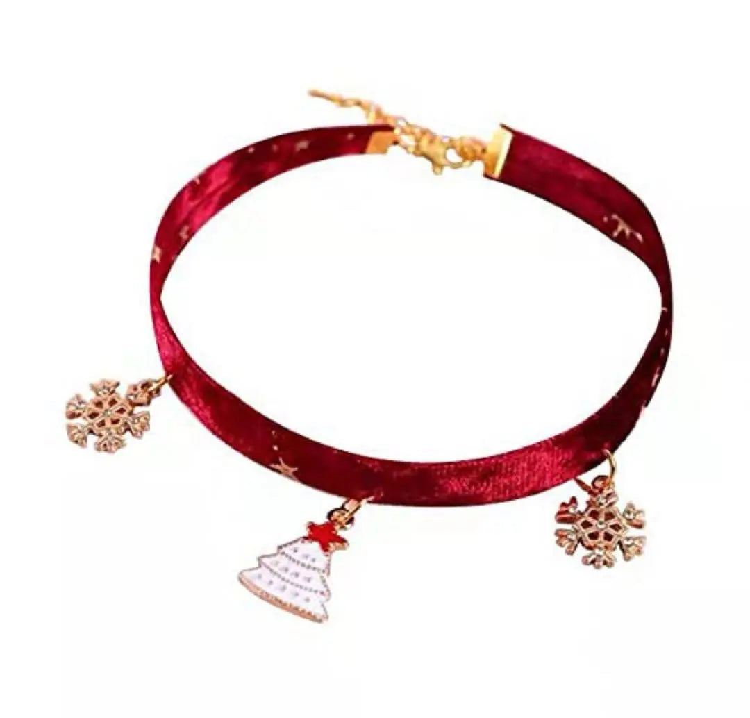 Cat Collar Red Snow Flower Cat Cat Safe Bell Christmas Cute | 猫 首輪 赤い雪花 ネコ 猫 安心 鈴付 クリスマス 可愛い