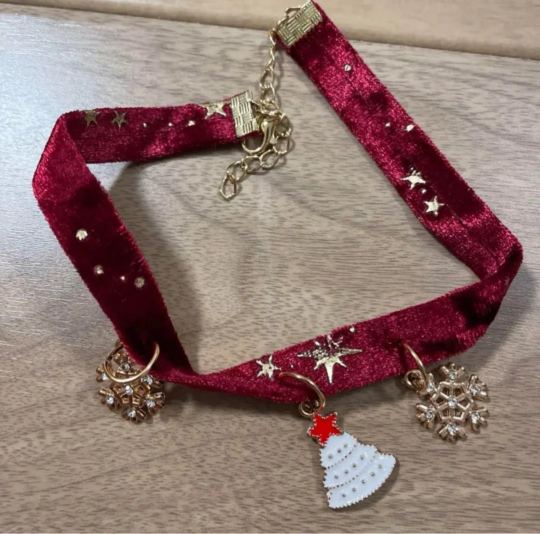 Cat Collar Red Snow Flower Cat Cat Safe Bell Christmas Cute | 猫 首輪 赤い雪花 ネコ 猫 安心 鈴付 クリスマス 可愛い