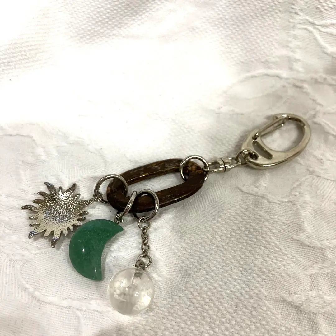 [Unused] Natural stone Power Stone Dragon Dragon Sun Sun Moon Keychain