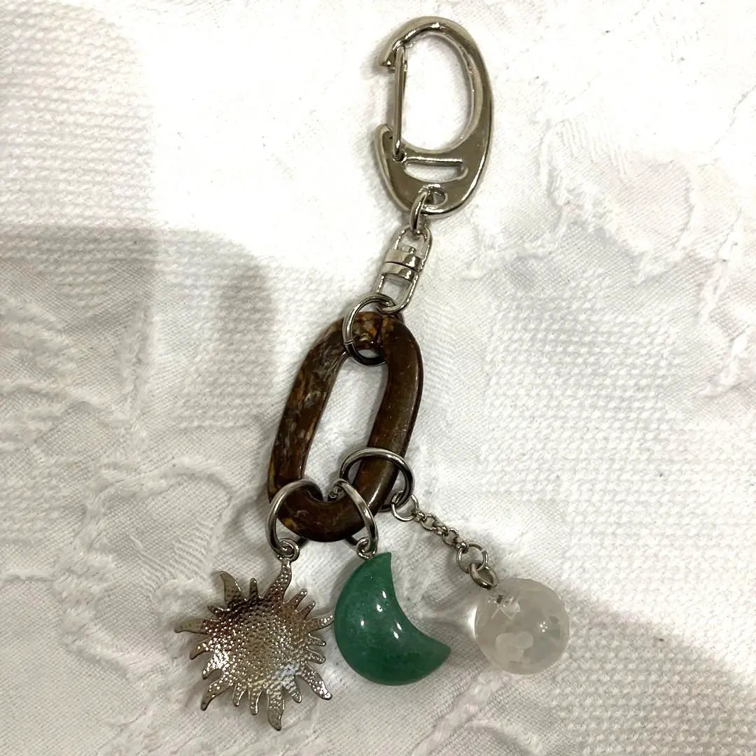 [Unused] Natural stone Power Stone Dragon Dragon Sun Sun Moon Keychain