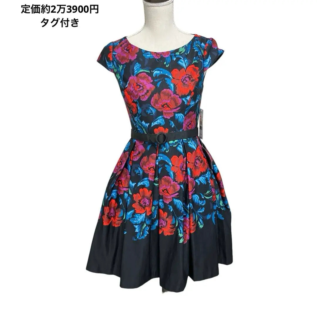 ELIZA J iris jay floral pattern with a line belt