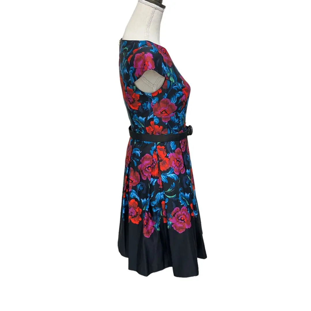 ELIZA J iris jay floral pattern with a line belt