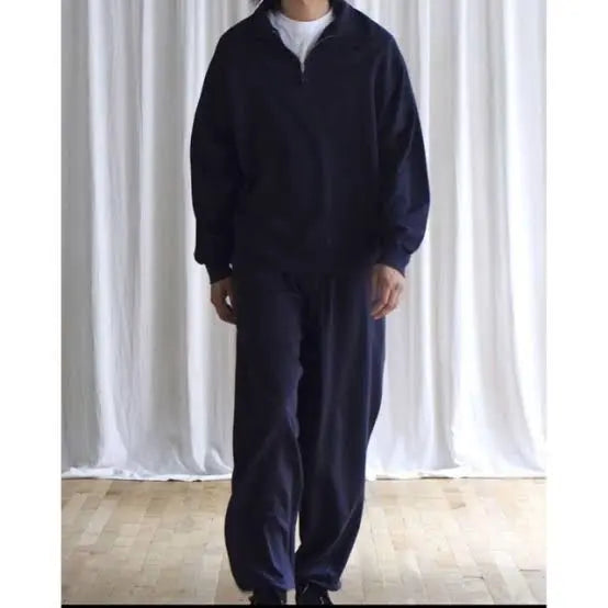 COMOLI Cotton Silk Jersey Half Zip PO + Pants Set-up