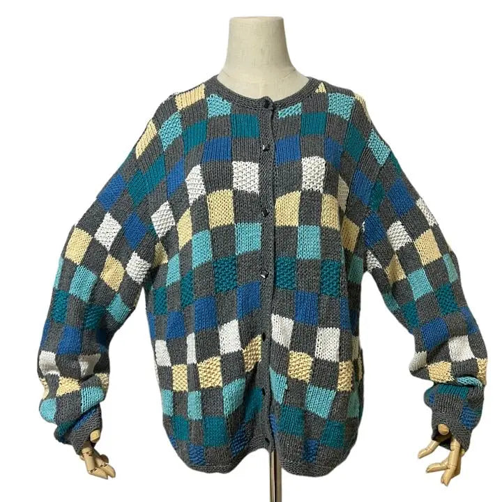 [1990s] Vintage Hand Knit Cardigan Designer Patchwork | 【1990s】ビンテージ　ハンドニットカーディガン　デザイナーズ　パッチワーク