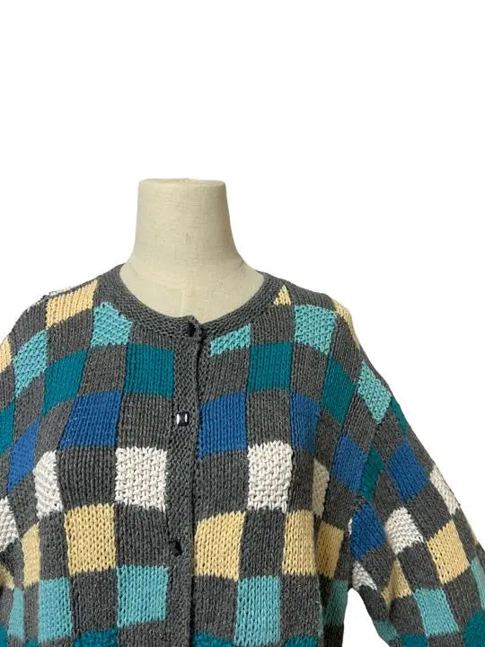 [1990s] Vintage Hand Knit Cardigan Designer Patchwork | 【1990s】ビンテージ　ハンドニットカーディガン　デザイナーズ　パッチワーク