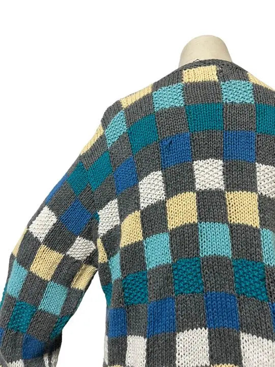 [1990s] Vintage Hand Knit Cardigan Designer Patchwork | 【1990s】ビンテージ　ハンドニットカーディガン　デザイナーズ　パッチワーク