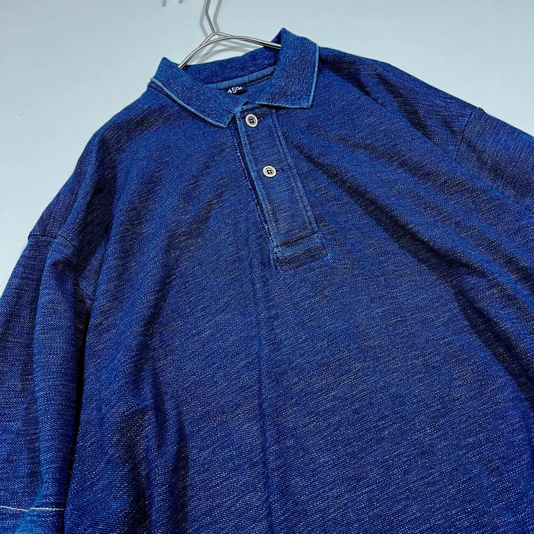 45R Kanoko Long Dress Polo Shirt Indigo Dyed