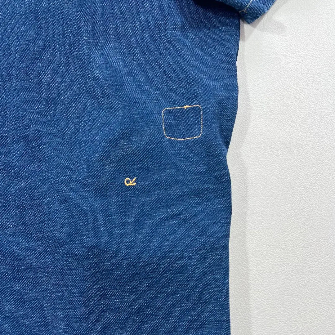 45R Kanoko Long Dress Polo Shirt Indigo Dyed