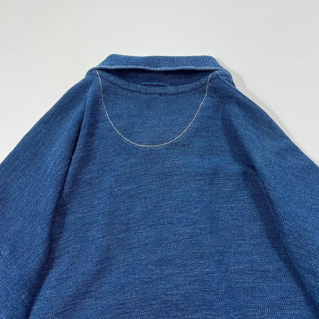 45R Kanoko Long Dress Polo Shirt Indigo Dyed