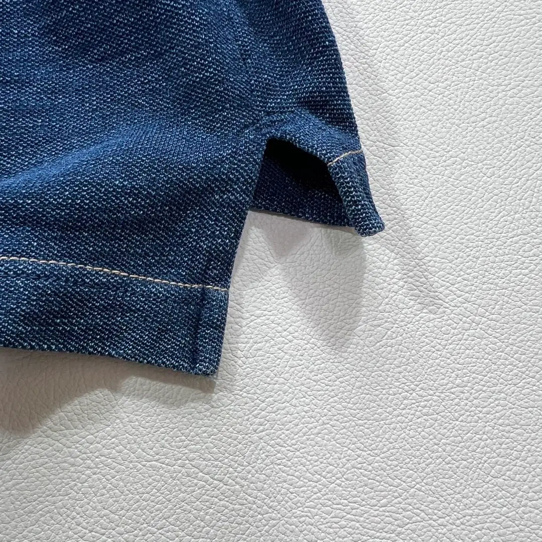 45R Kanoko Long Dress Polo Shirt Indigo Dyed