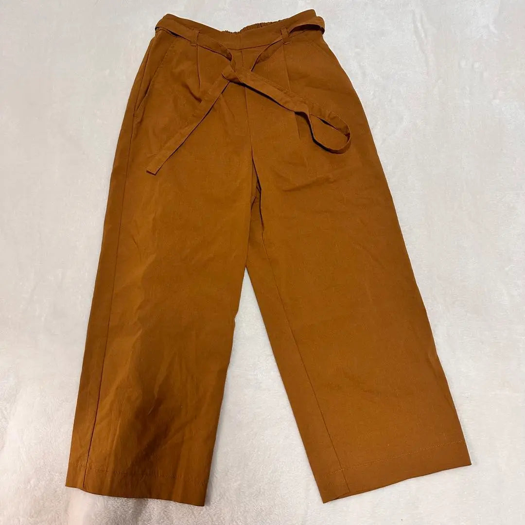 Shop TK Wide pants with ribbon belt [XS] Camel Gaucho Thin