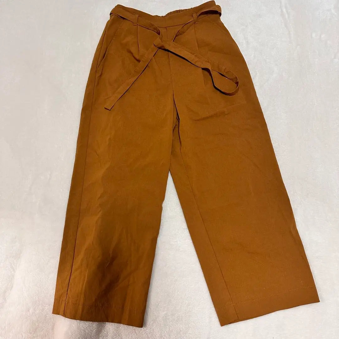 Shop TK Wide pants with ribbon belt [XS] Camel Gaucho Thin