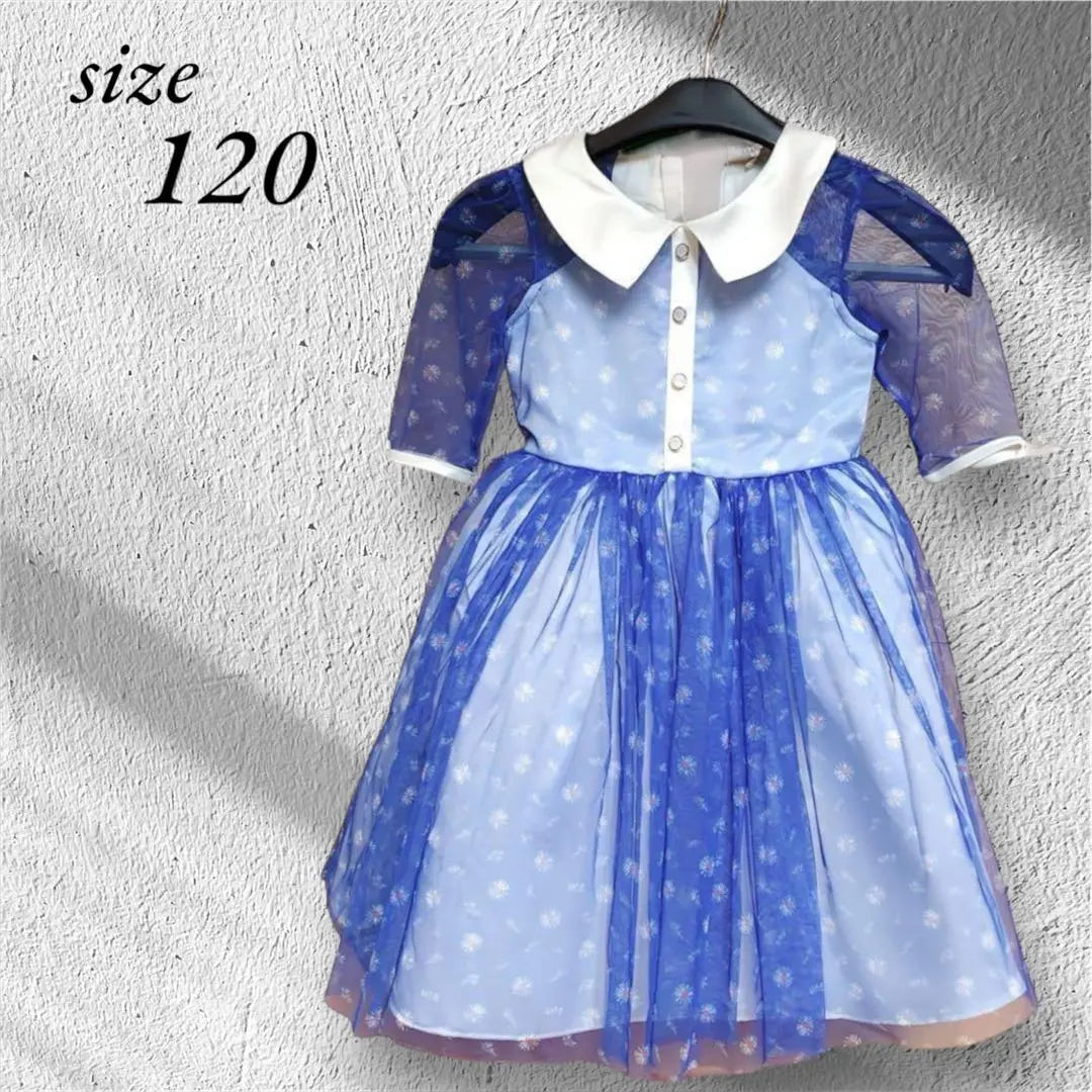 Girls 120 Blue Flower Formal Dress Dress Ceremony Graduation Entrance