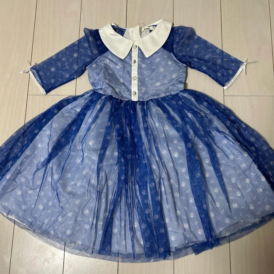 Girls 120 Blue Flower Formal Dress Dress Ceremony Graduation Entrance