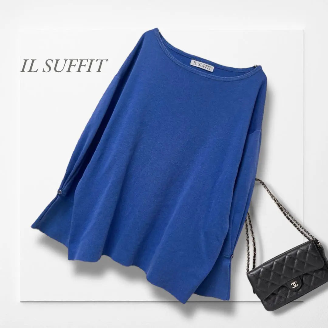 IL SUFFIT◆Spring knit (L) Blue Sleeve design Gorgeous Feminine Adult women