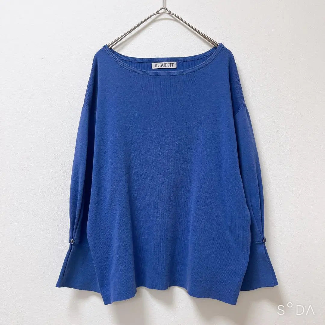 IL SUFFIT◆Spring knit (L) Blue Sleeve design Gorgeous Feminine Adult women