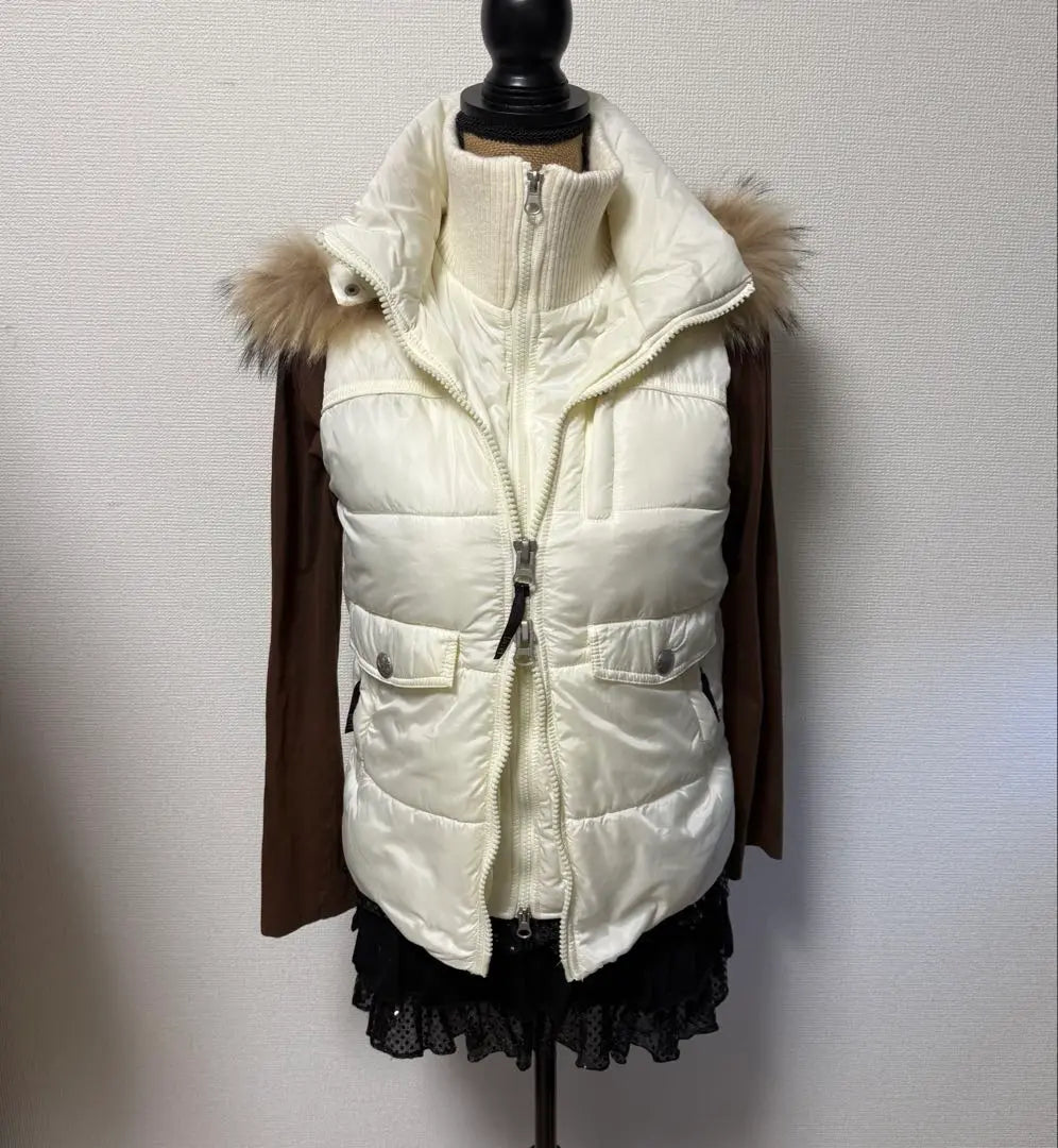 Fairy Grunge White Filled Vest Real Fur