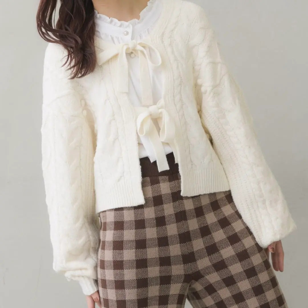 2WAY Pompon Cardigan Ems Excite White Knit