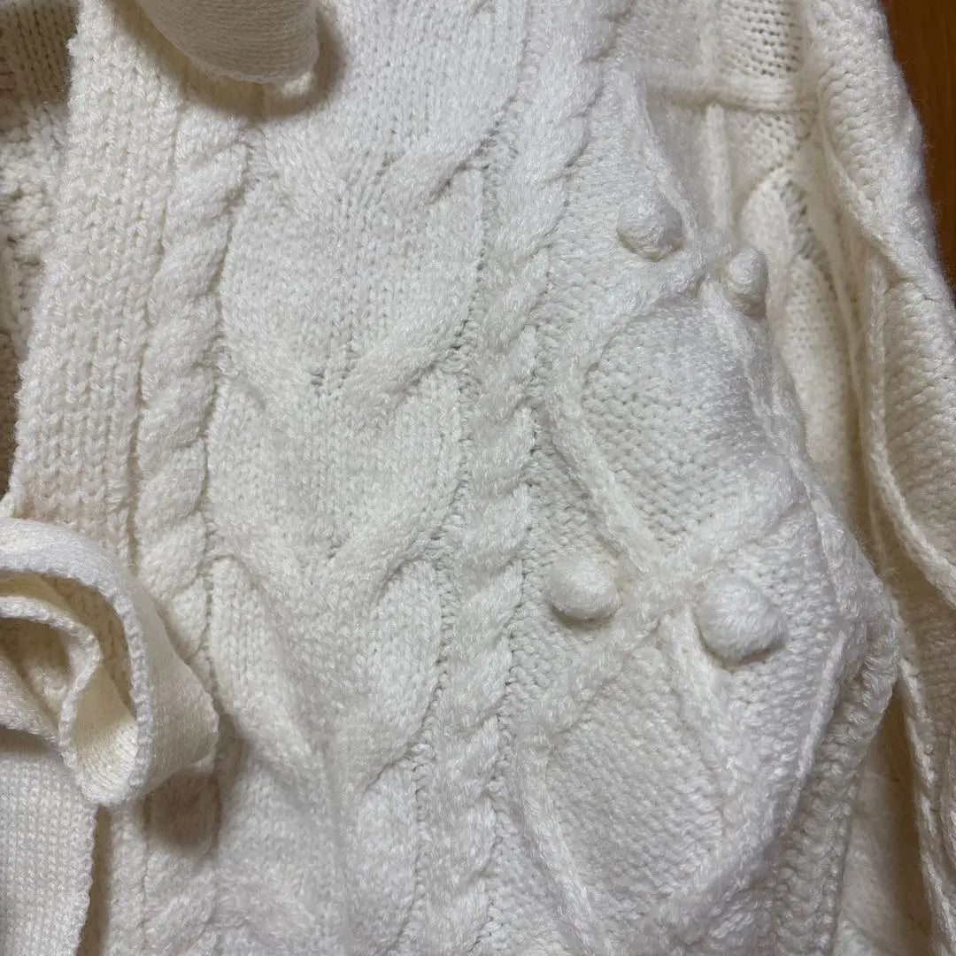 2WAY Pompon Cardigan Ems Excite White Knit