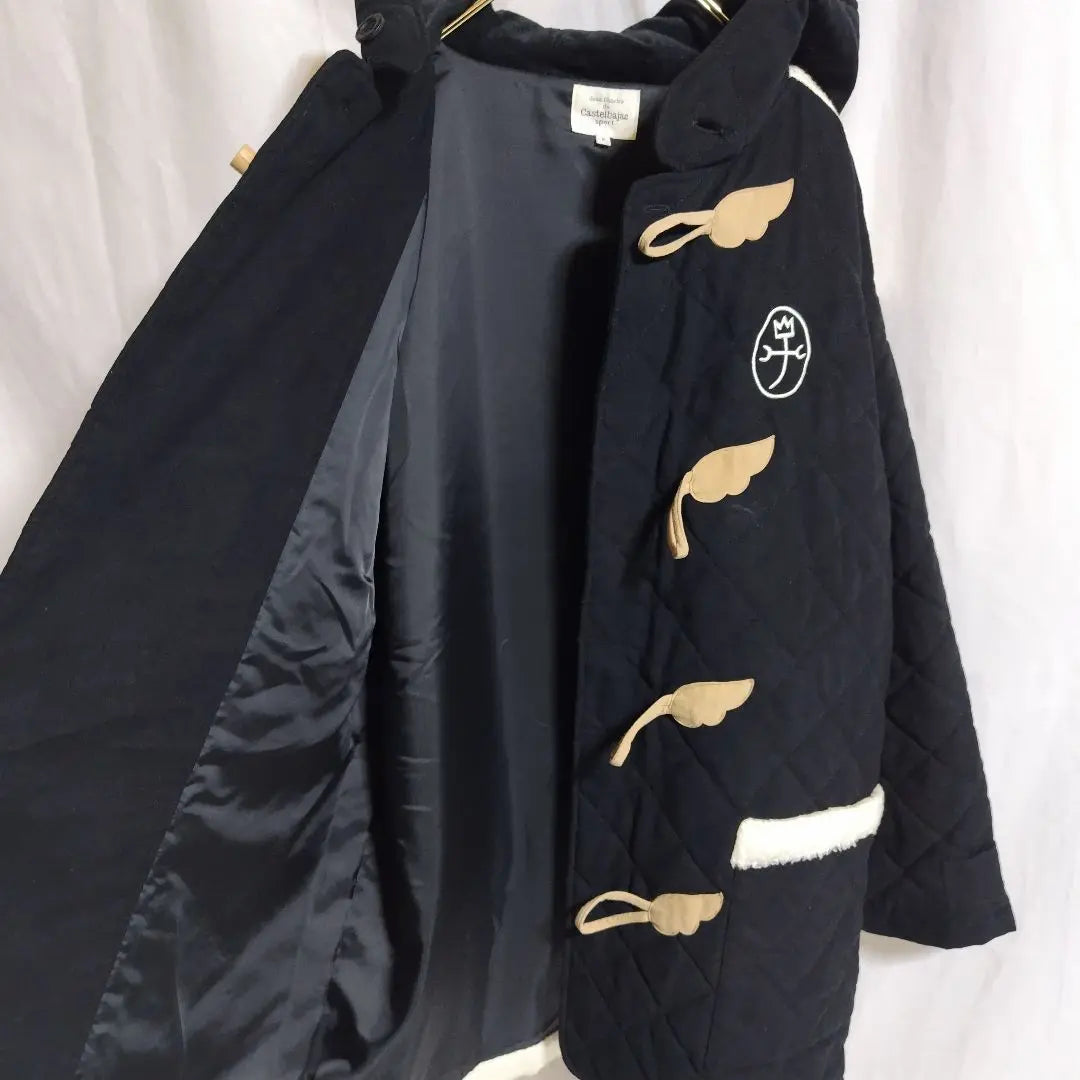 Castelbajac Sports Duffel Coat Quilted Knit Switching Panda Pattern