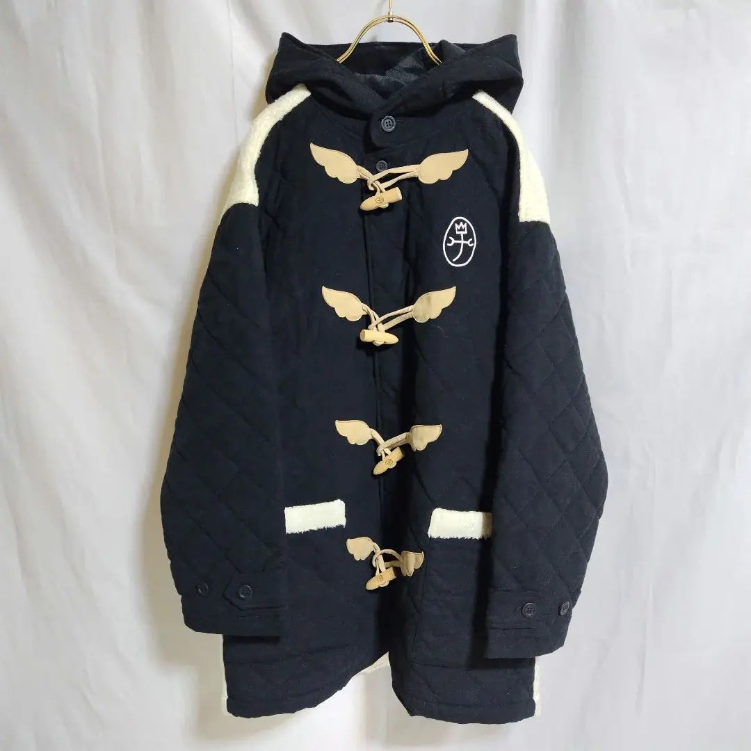 Castelbajac Sports Duffel Coat Quilted Knit Switching Panda Pattern