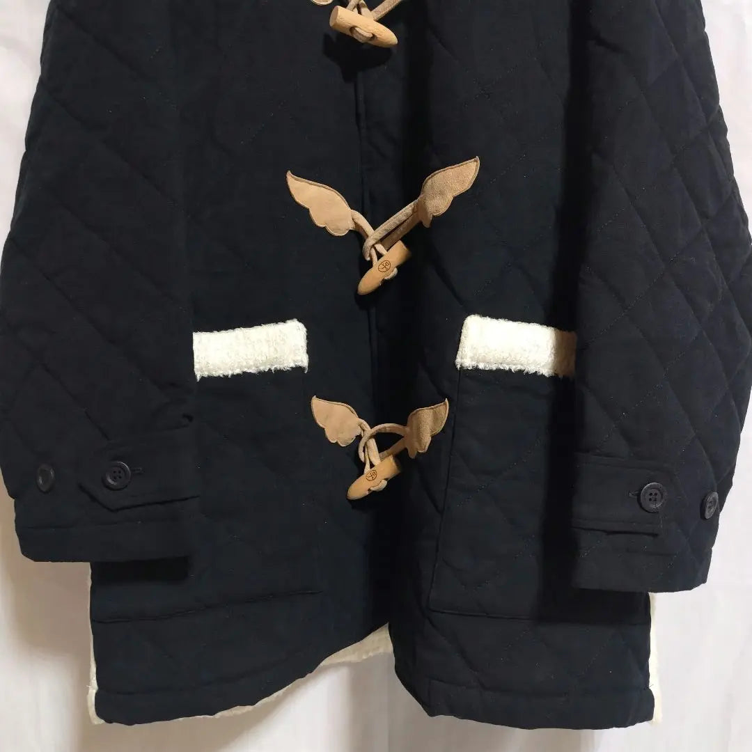 Castelbajac Sports Duffel Coat Quilted Knit Switching Panda Pattern