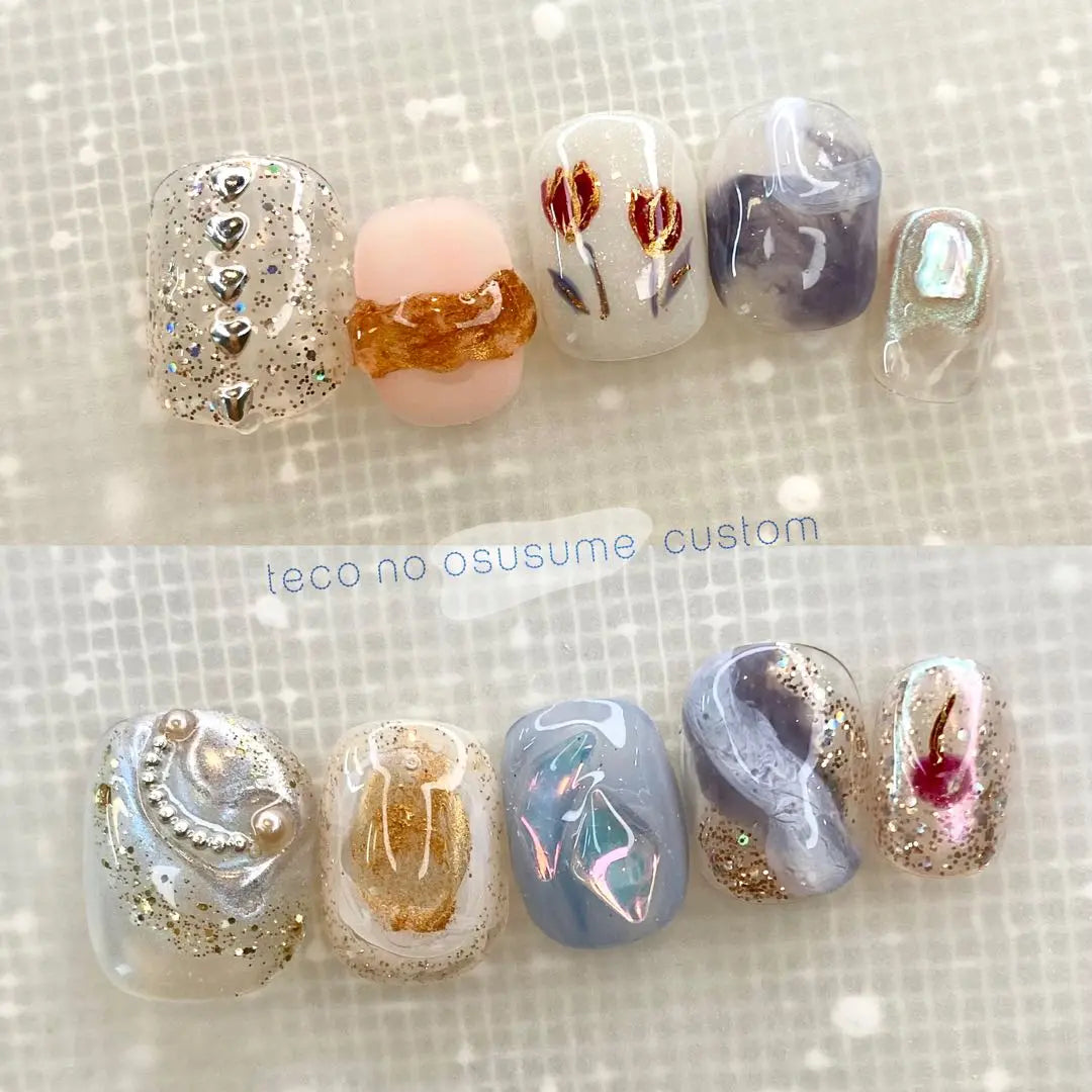 ☑︎Hitohira TULIP Nail Tip Korea Custom Nuanced Nails Unique