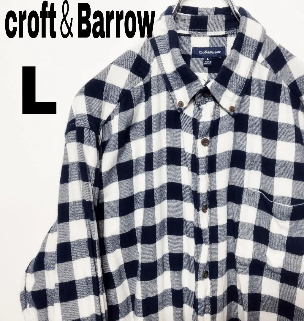 USA vintage clothing croft & Barrow flannel shirt L navy white check