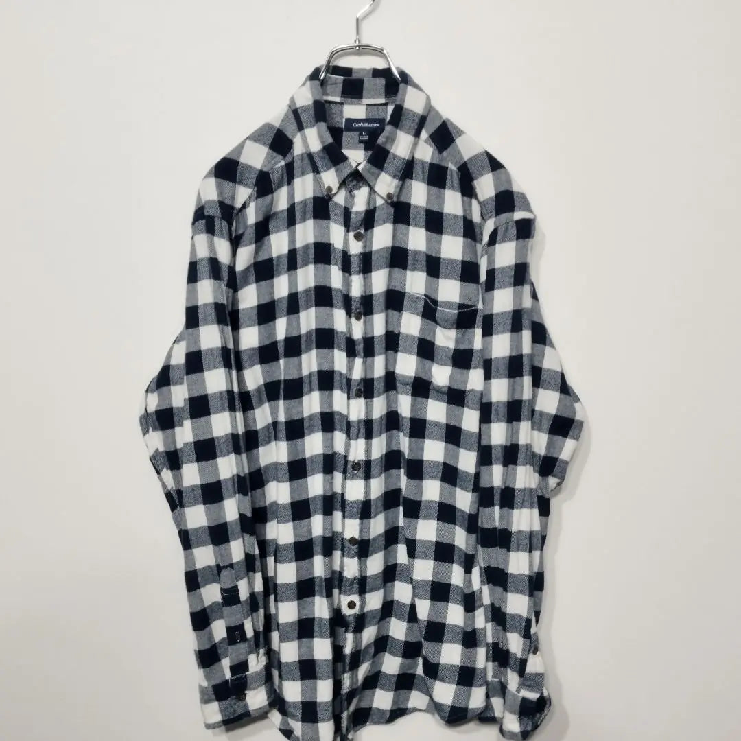 USA vintage clothing croft & Barrow flannel shirt L navy white check