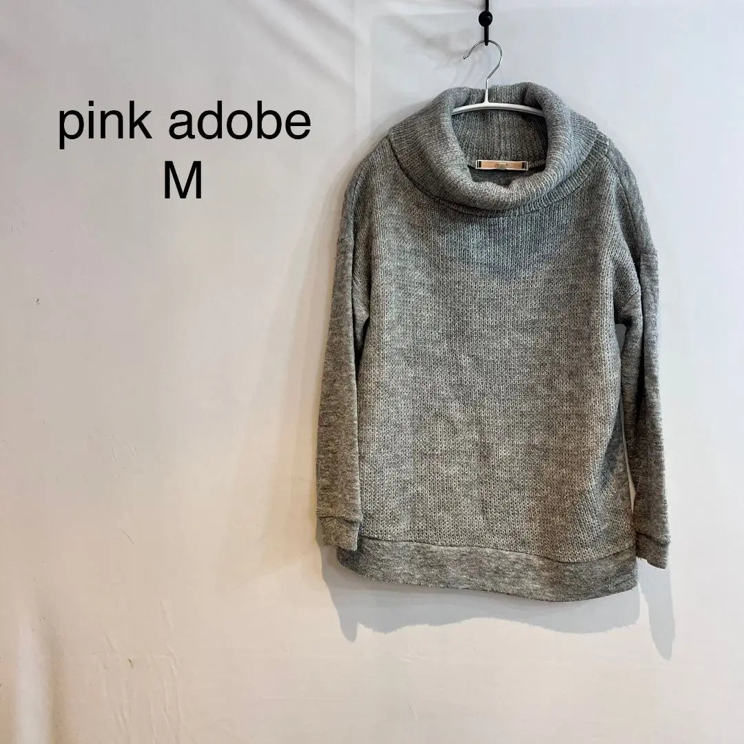 M83 Pink Adobe Grey Turtleneck Knit Sweater Long Sleeve Warm