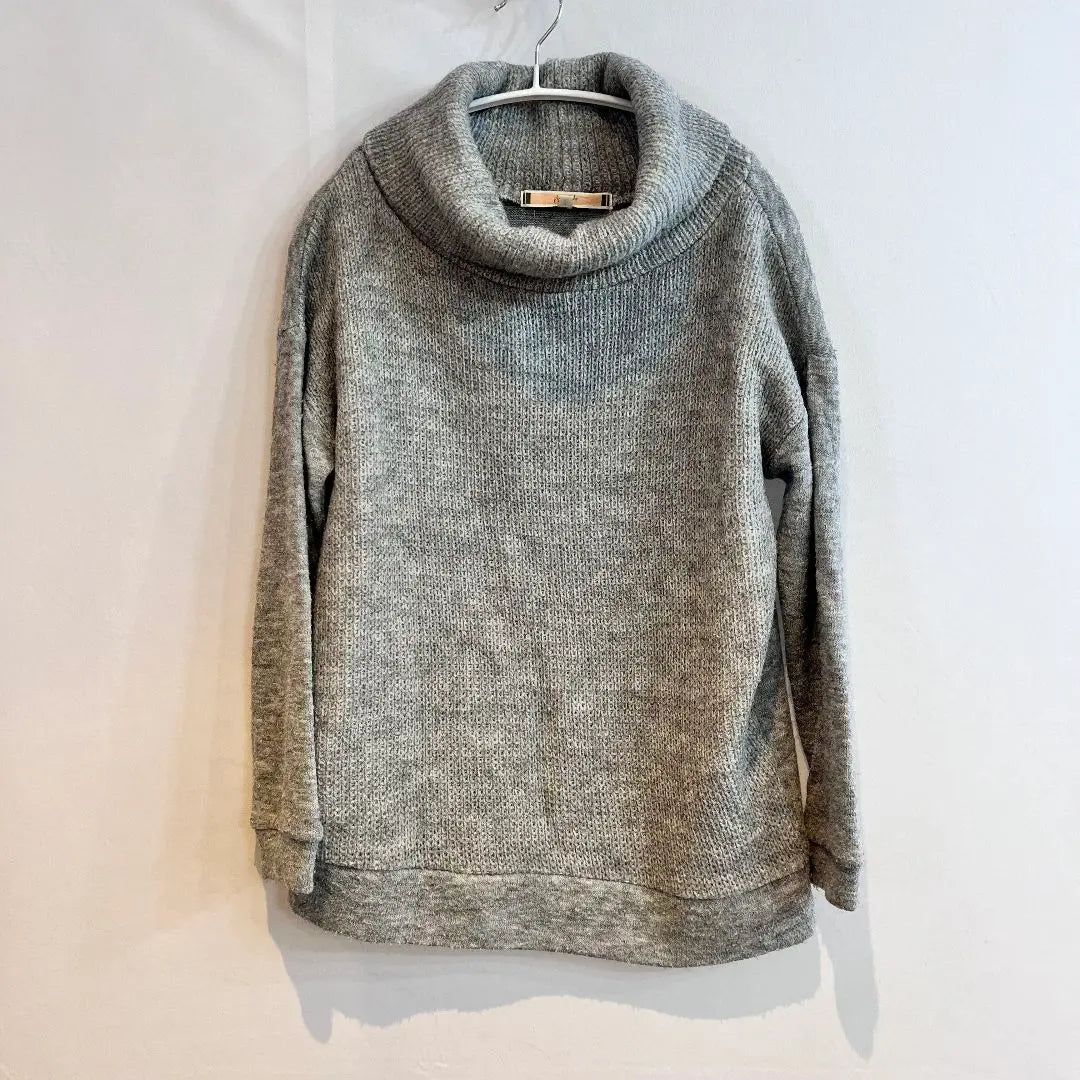 M83 Pink Adobe Grey Turtleneck Knit Sweater Long Sleeve Warm