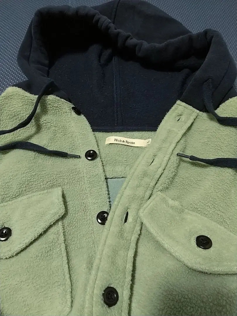 Hub&Spoke Boa Fleece Hoodie Size L Green Hub & Spoke