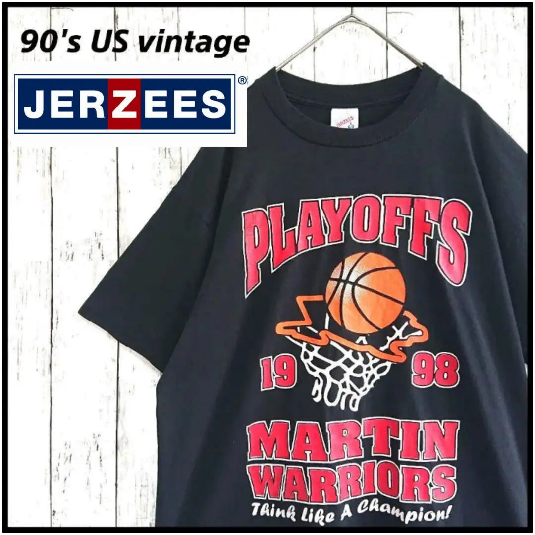 JERZEES★T-shirt L NBA Vintage Vintage Black Made in USA