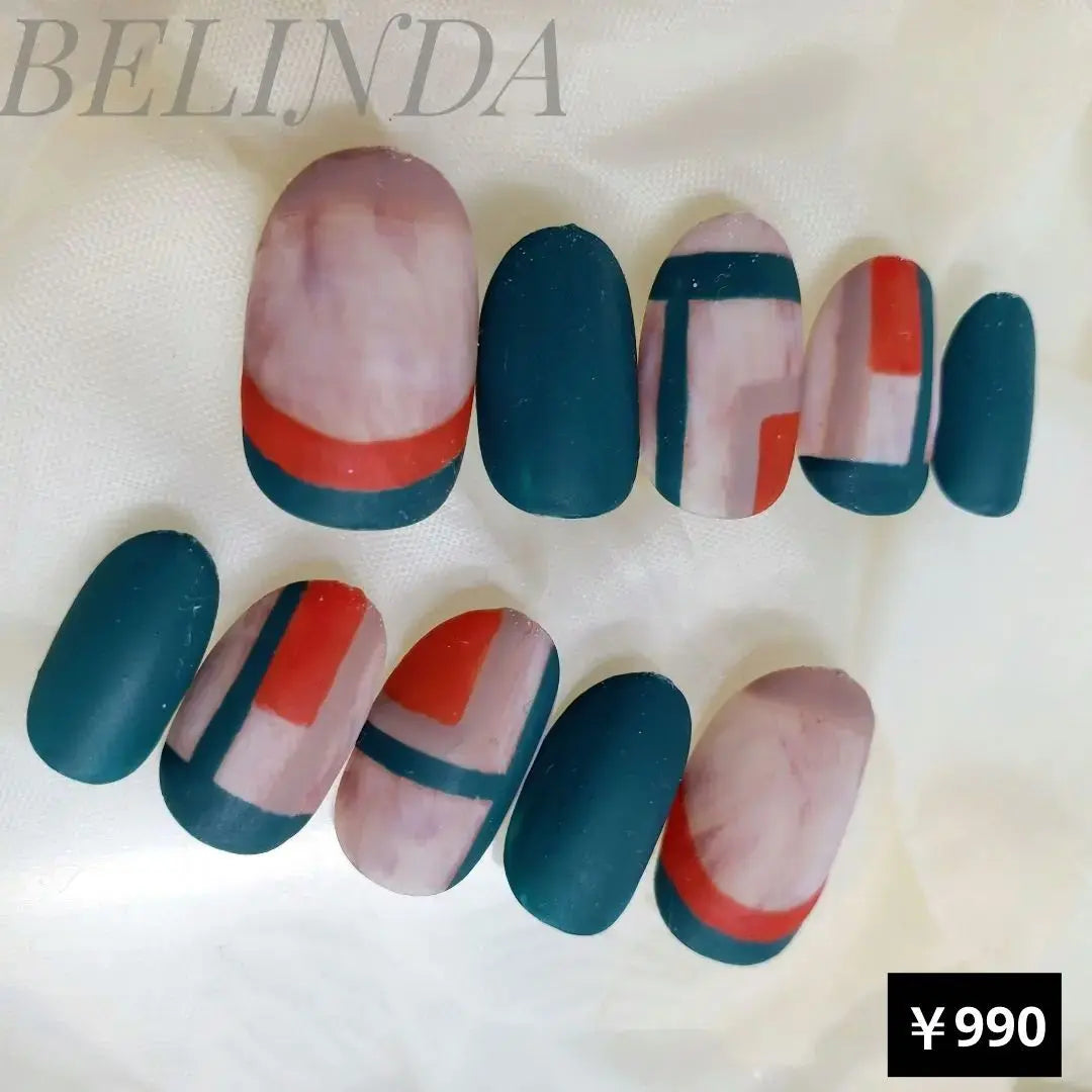 Autumn Nuance Matte Transformation Stylish Turquoise Block Nail Tip