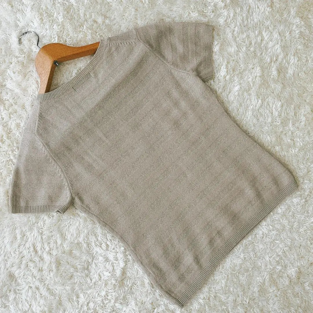 [Bishop] Women's Short Sleeve Knit Beige M Good Condition 211