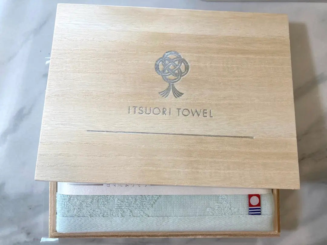 Ichiori towel, wooden box, Imabari face towel