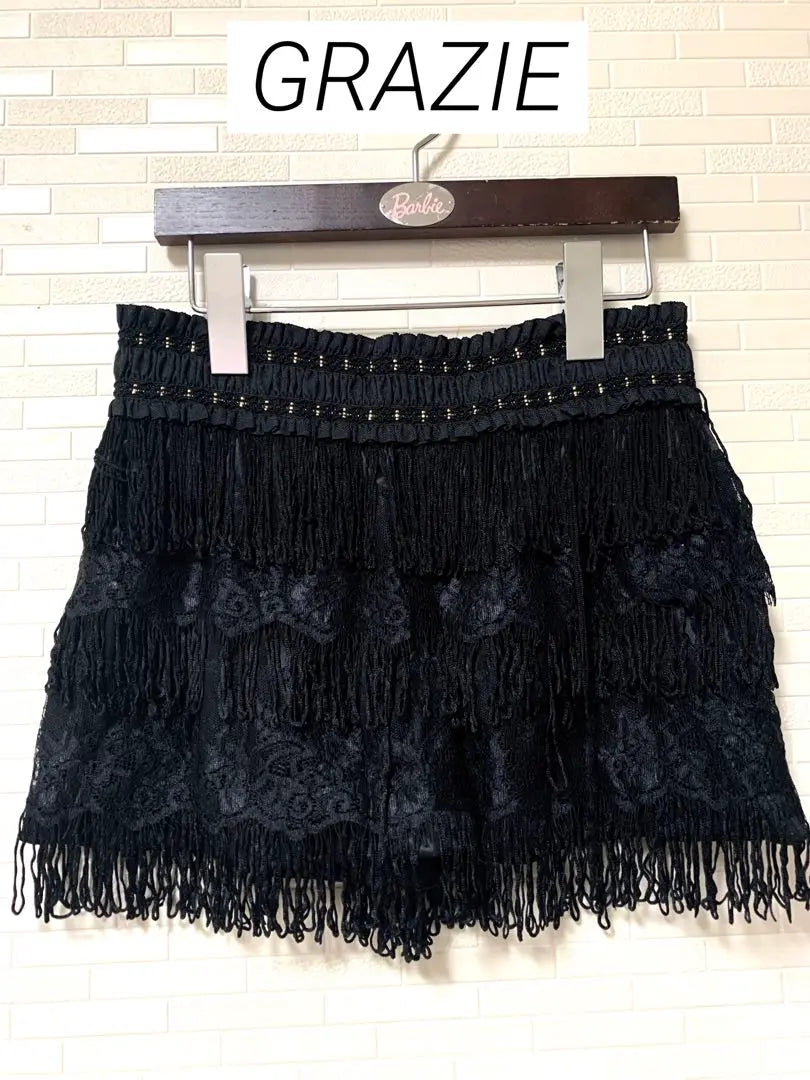 GRAZIE [Beautiful Silhouette] Fringe Shorts Lace Pants