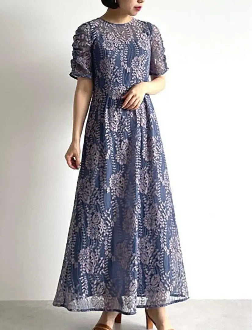 kaene color scheme lace apron dress wedding party blue 38 M